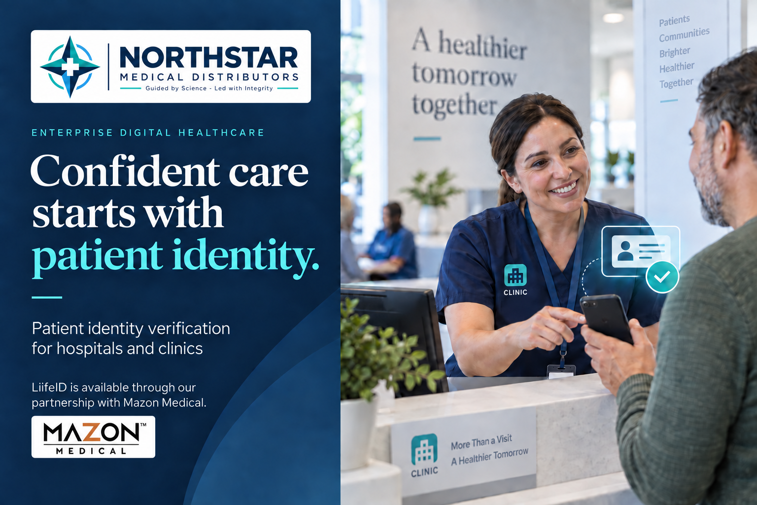 Patient identity verification for hospitals and clinics, through NorthStar’s partnership with Mazon Medical
